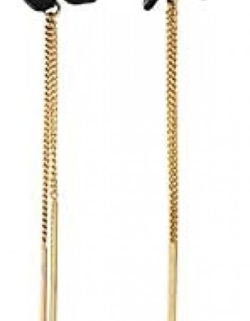 Nine West Black Flower & Chain Linear Drop Earrings Nine West Black Flower & Chain Linear Drop Earrings