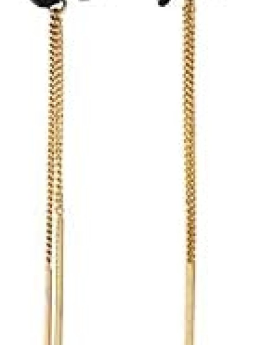 Nine West Black Flower & Chain Linear Drop Earrings