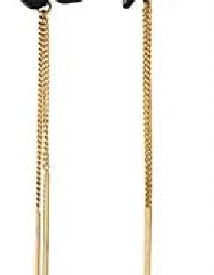 Nine West Black Flower & Chain Linear Drop Earrings Nine West Black Flower & Chain Linear Drop Earrings