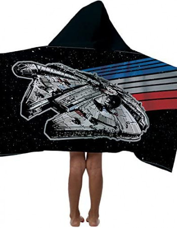 Jay Franco Disney Millennium Falcon Kids Hooded Bath/Pool/Beach Towel, Star Wars Black Jay Franco Disney Millennium Falcon Kids Hooded Bath/Pool/Beach Towel, Star Wars Black