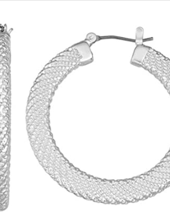 Dana Buchman™ Silver Tone Textured Hoop Earrings   