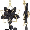 Nine West Black & Gold Tone Floral Double Drop Earrings Nine West Black & Gold Tone Floral Double Drop Earrings